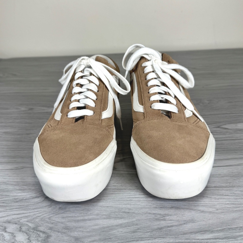 Vans Old Skool Stacked Tan Suede Platform Sneakers Womens 10 721356 Brown - Picture 2 of 7